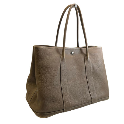 Used HERMES Negonda Leather Garden Party Tote Bag Etoupe