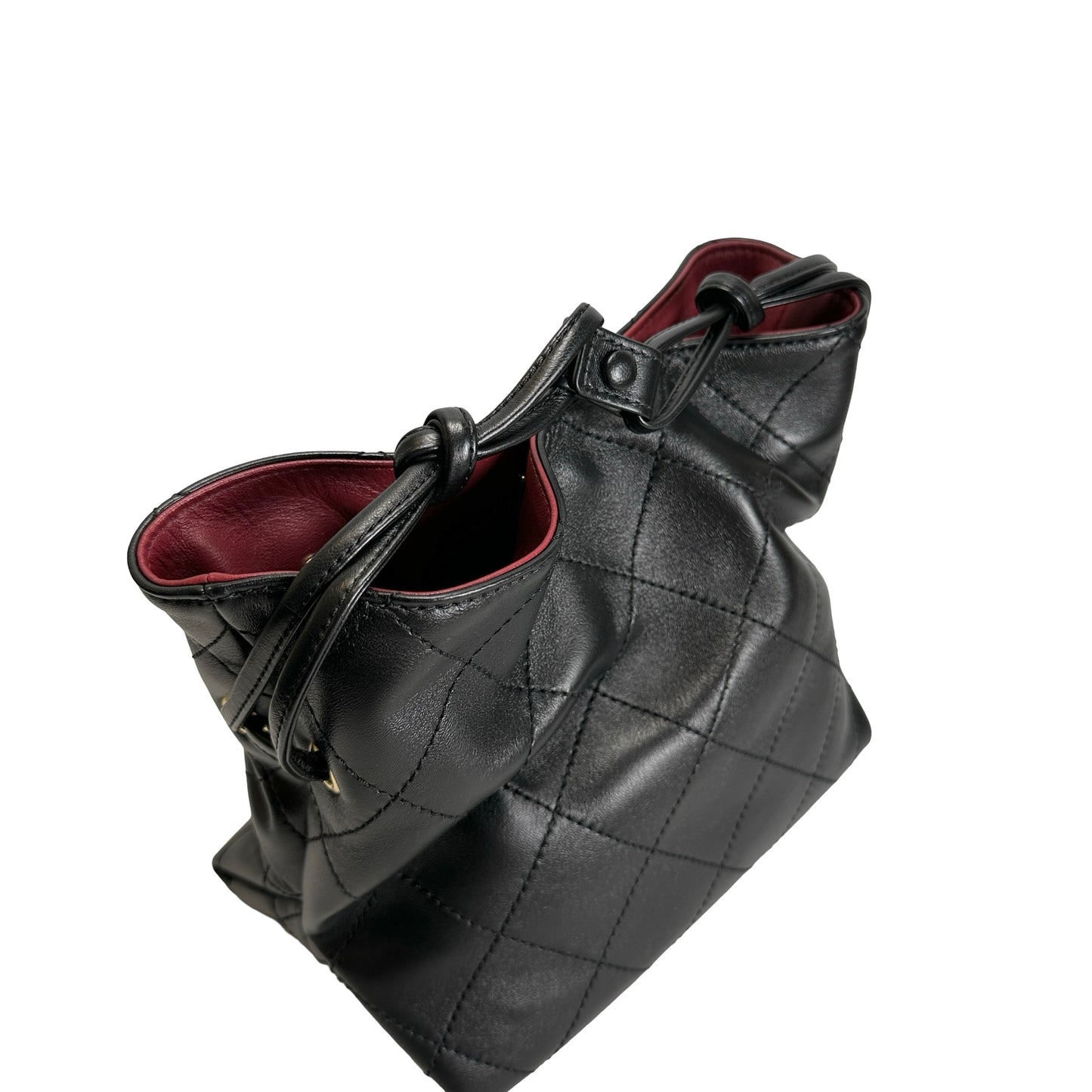 Brand New CHANEL Quilted Leather Gabrielle Hobo Bucket Bag Black Gold
