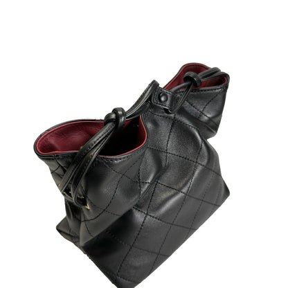 Brand New CHANEL Quilted Leather Gabrielle Hobo Bucket Bag Black Gold