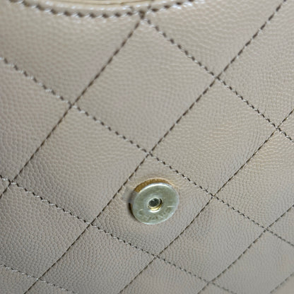 CHANEL Quilted Caviar Quilted Bucket Bag Bucket Bag Beige Gold