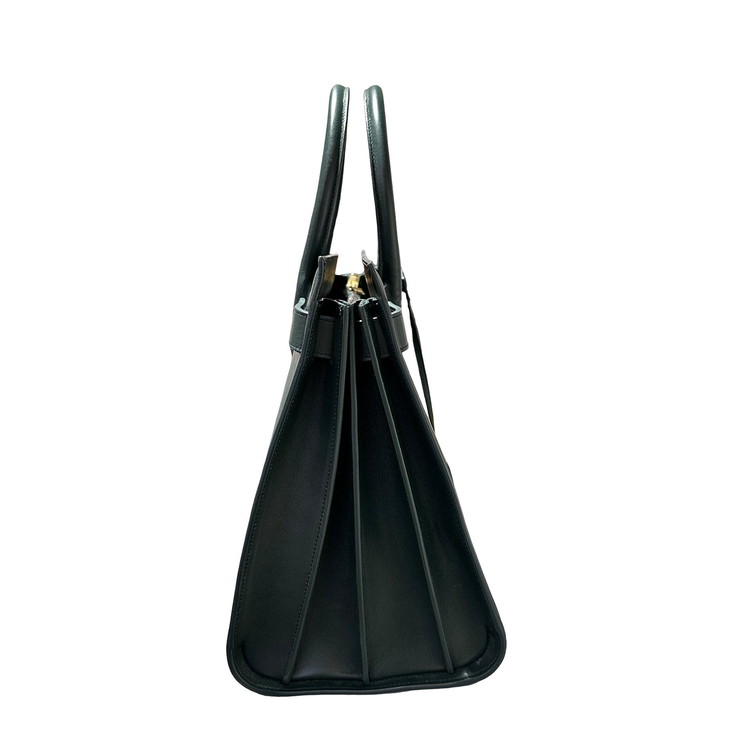 Used Saint Laurent Calfskin Leather Sac de Jour Tote Bag Green GHW