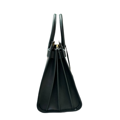 Used Saint Laurent Calfskin Leather Sac de Jour Tote Bag Green GHW