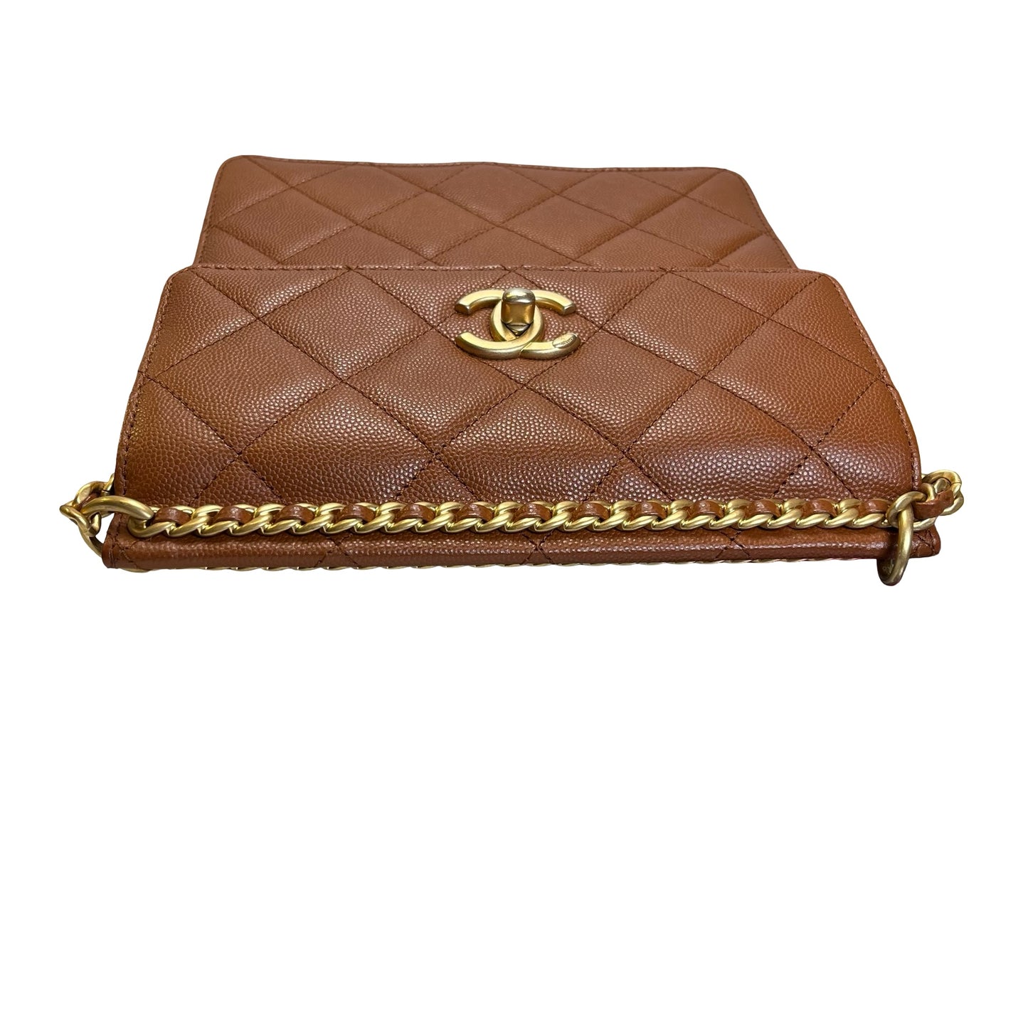 Used CHANEL Quilted Caviar 23A chain Backpack Shoulder Bag Brown
