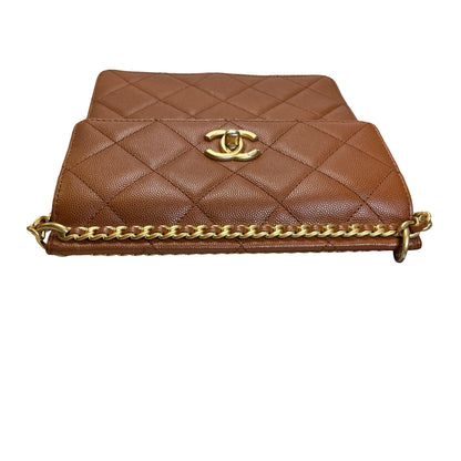 Used CHANEL Quilted Caviar 23A chain Backpack Shoulder Bag Brown