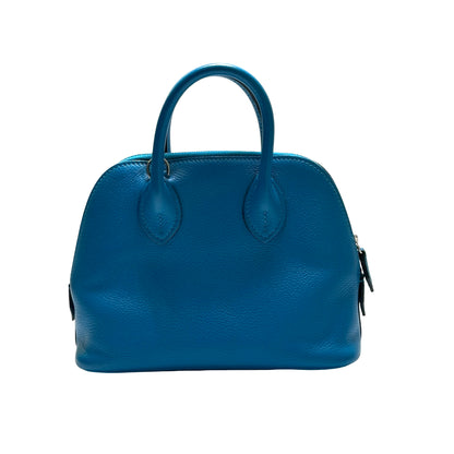 Used HERMES Leather Bolide Mini Handbag Blue