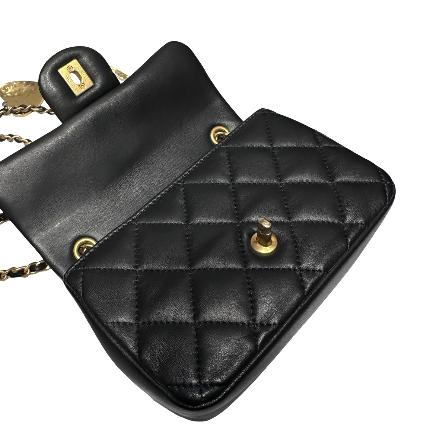 Used CHANEL Mini flap 17cm Chain Shoulder Bag Black GHW