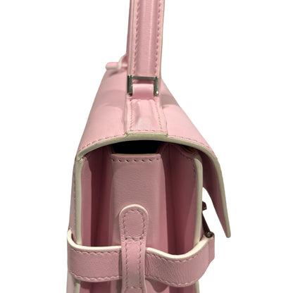 Used DELVAUX Calfskin Leather Tempete MM Shoulder Bag Pink GHW