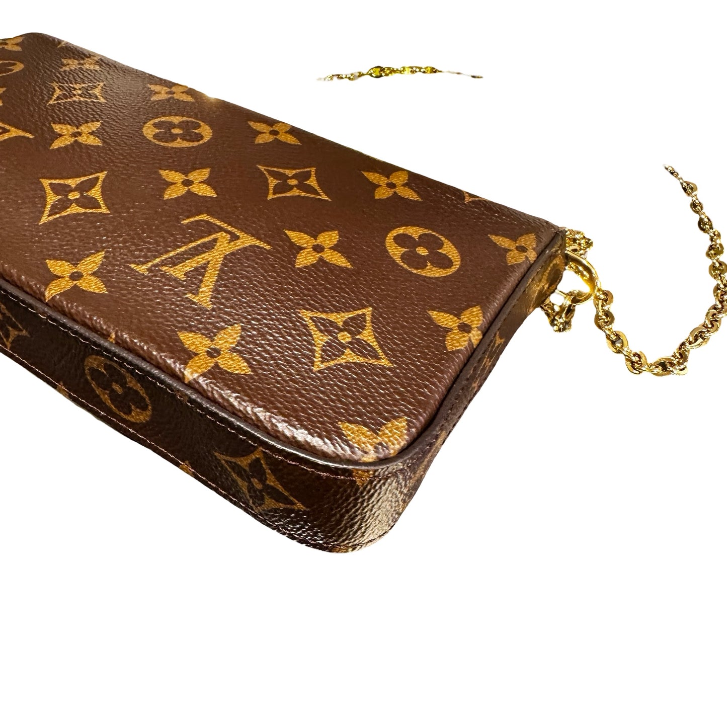 Used LOUIS VUITTON Monogram Pochette Felicie Cross Body Bag Brown Pink GHW
