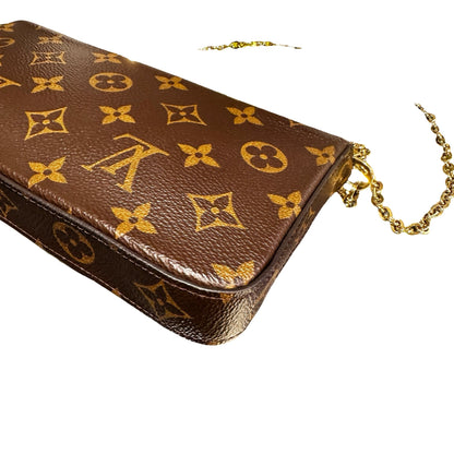 Used LOUIS VUITTON Monogram Pochette Felicie Cross Body Bag Brown Pink GHW