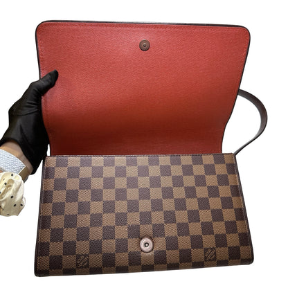 Used LOUIS VUITTON Monogram Damier Shoulder Bag Brown