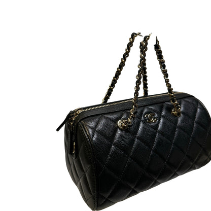 Used CHANEL Quilted Caviar leather Caviar Vanity Case Vanity case Black Gold