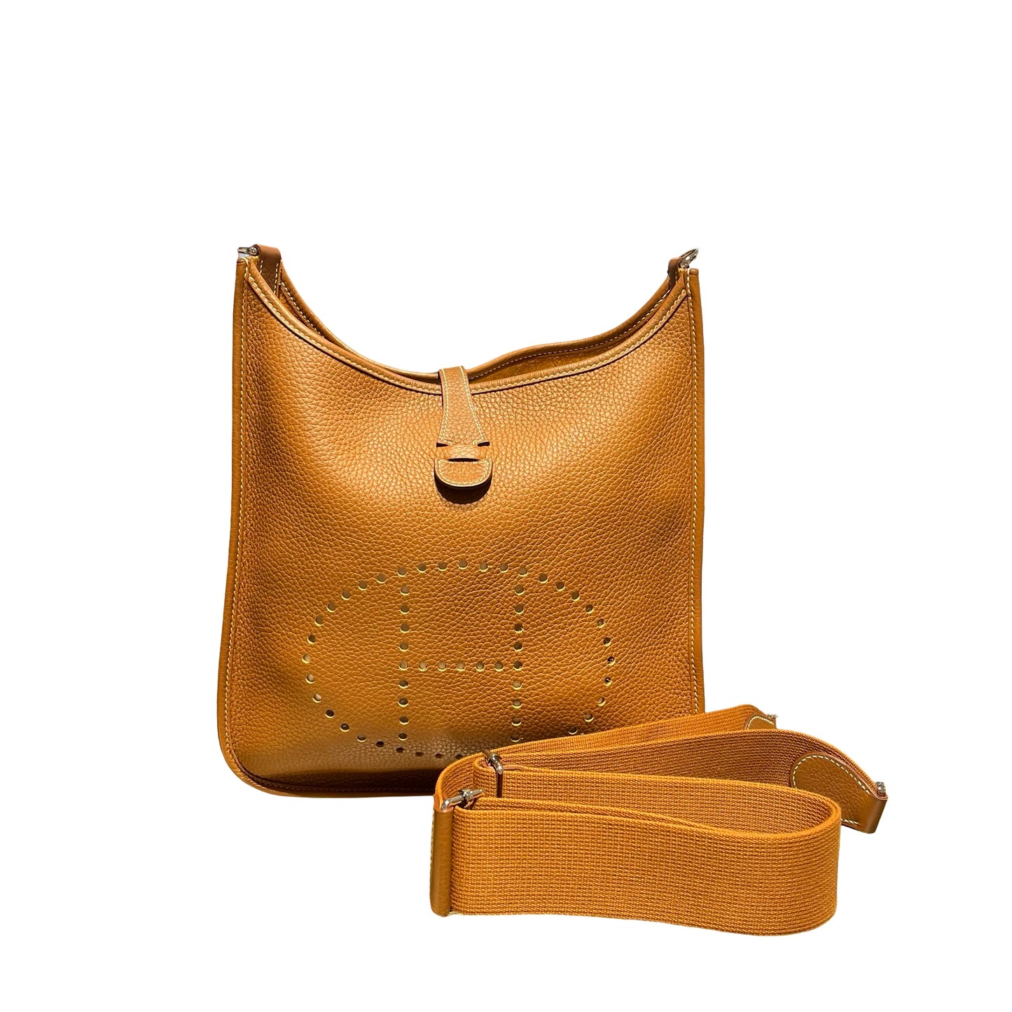 Used HERMÈS Clemence leather Evelyne Shoulder Bag Brown PHW