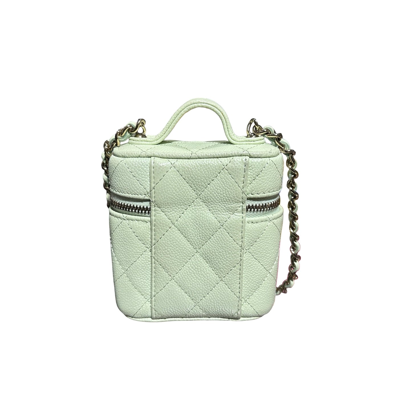 Used Chanel Mini Vanity Mini Bag Mint Green GHW