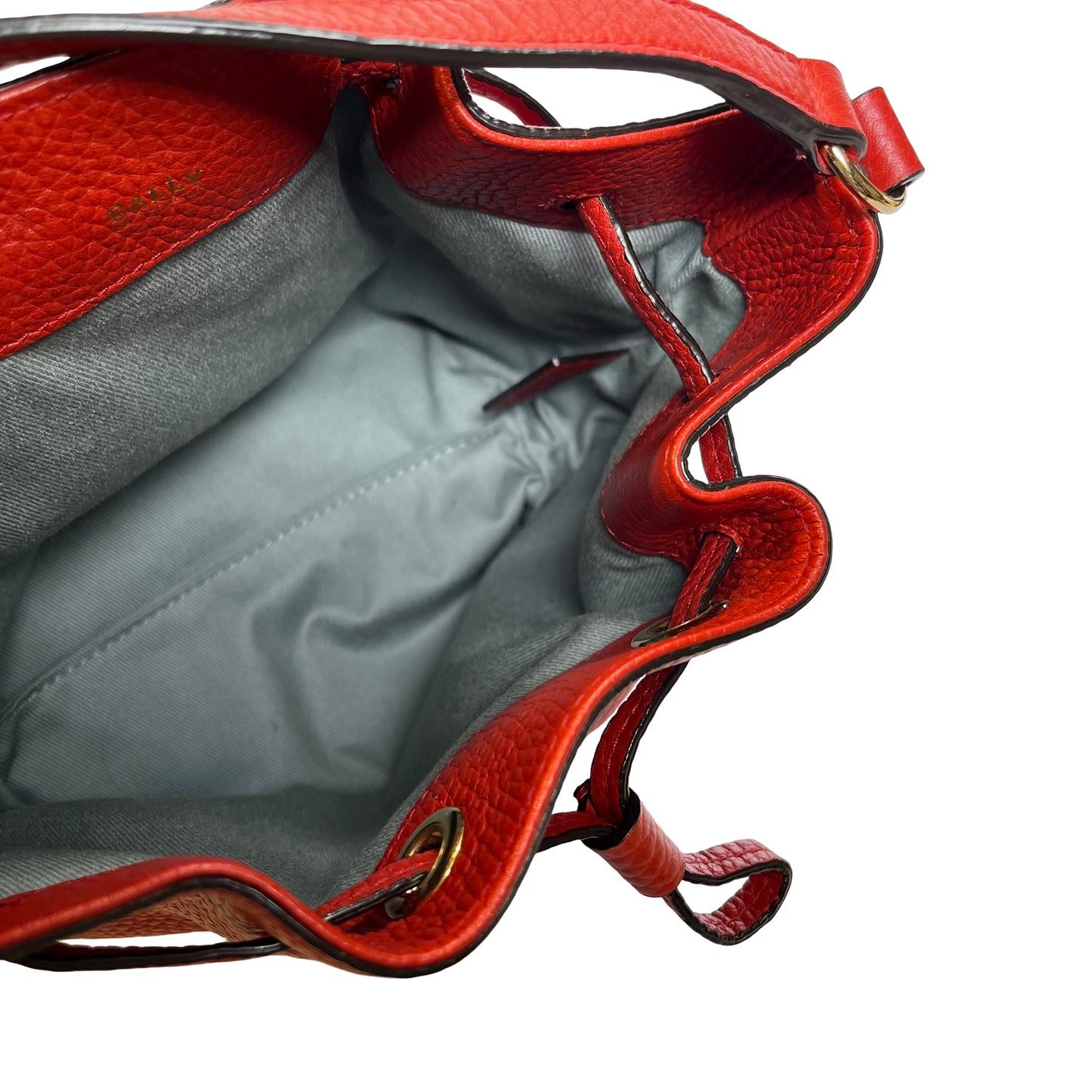 Used BALLY Leather Drawstring Bucket Bag Bucket Bag Red GHW