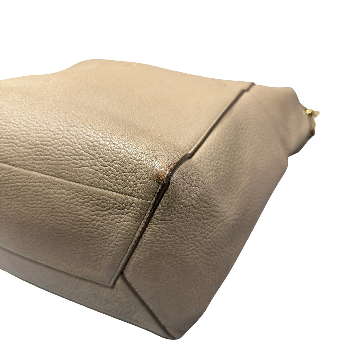 Used CÉLINE Seau Sangle Medium Shoulder Bag Beige GHW