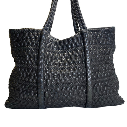 Used CHANEL Lambskin Tote Bag Tote Bag Black Silver