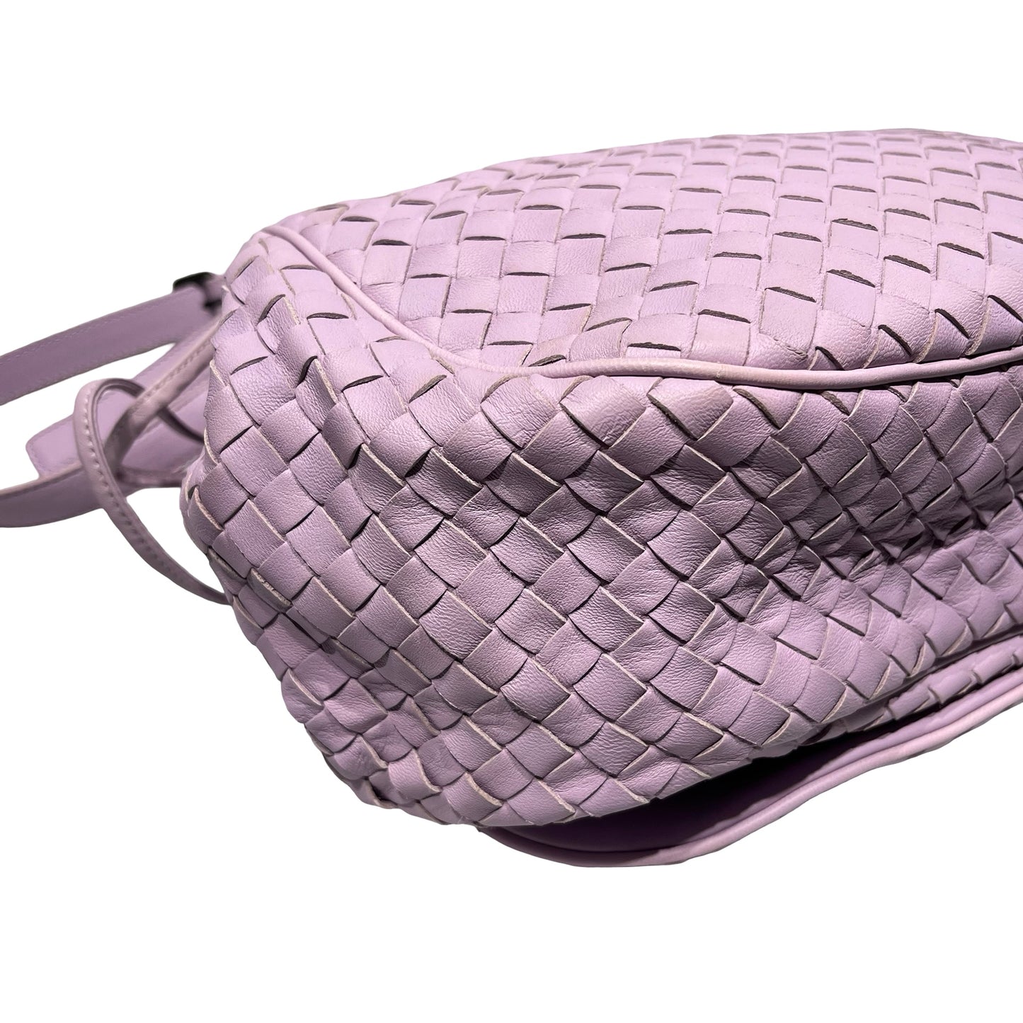 Used Bottega Veneta Lambskin Leather Cross Body Bag Light Purple