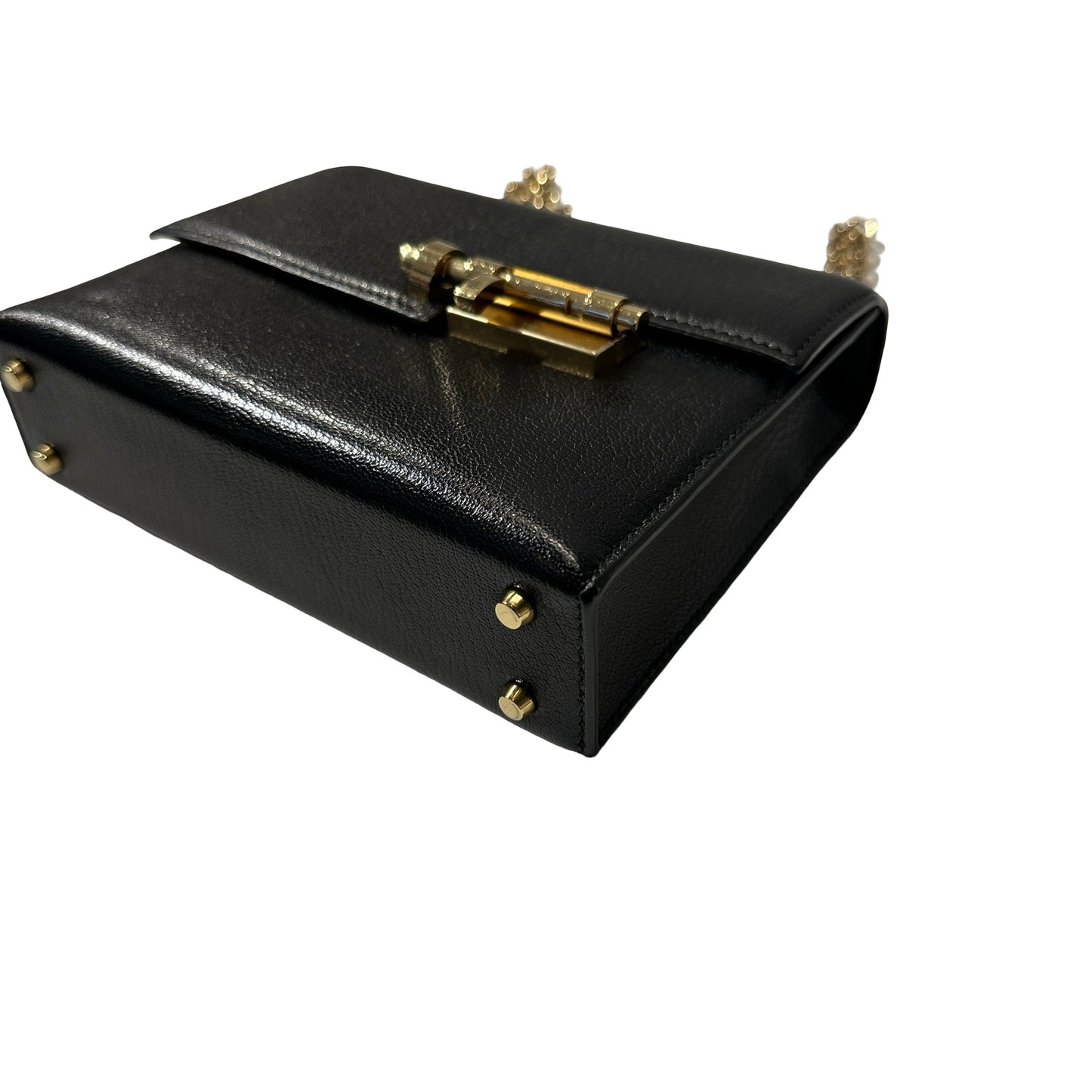 Used HERMÈS Chevre Goatskin MINI VERROU Shoulder Bag Black GHW