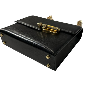Used HERMÈS Chevre Goatskin MINI VERROU Shoulder Bag Black GHW