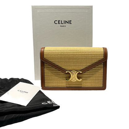 Used CÉLINE 竹編 Triomphe Shoulder Bag Brown GHW