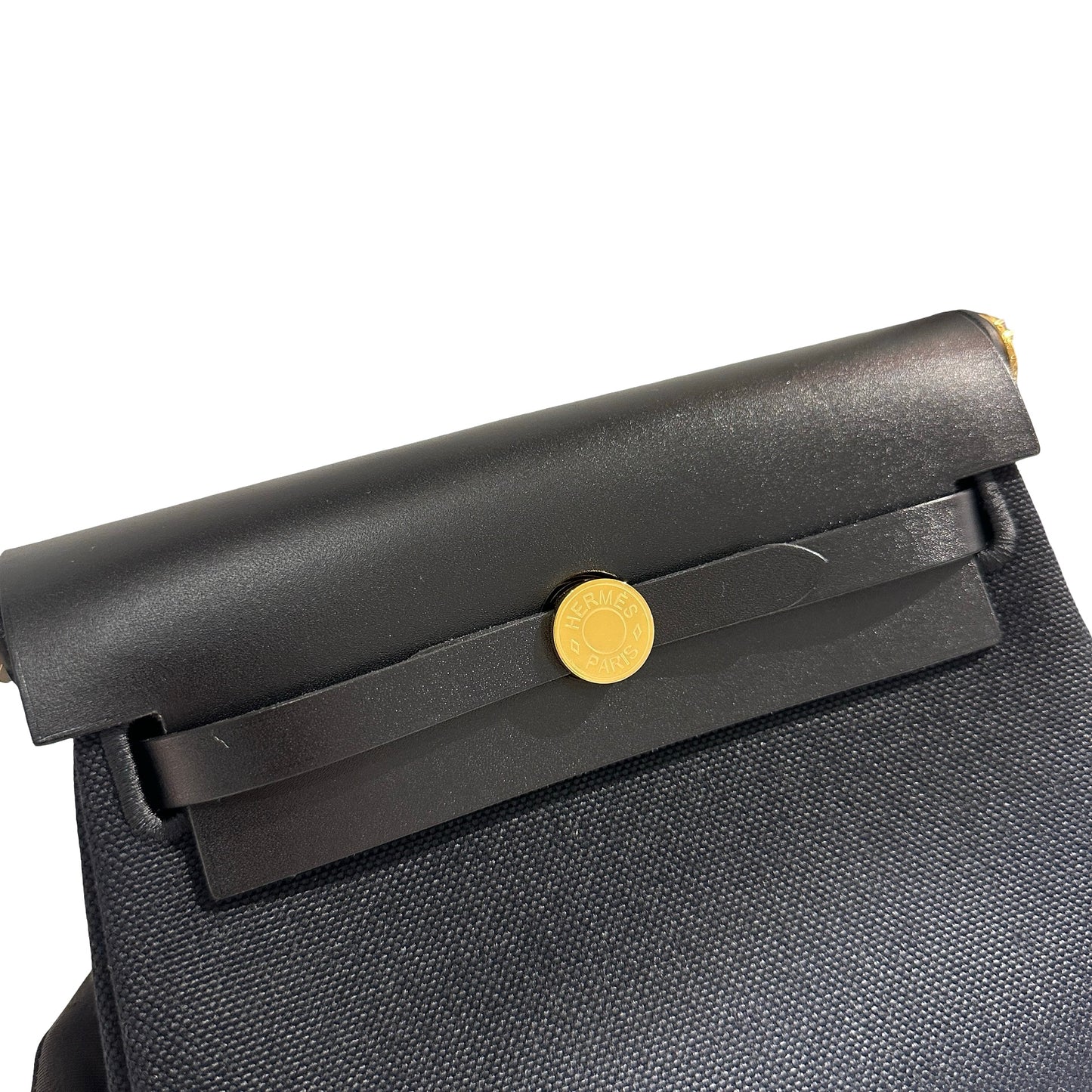 Brand New HERMES Toile Herbag Two Way Shoulder Bag Black Noir
