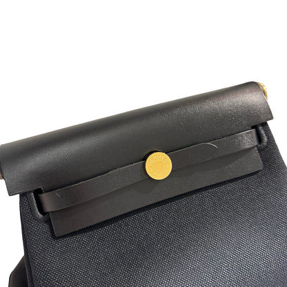Brand New HERMES Toile Herbag Two Way Shoulder Bag Black Noir