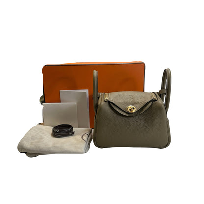 Brand New HERMES TC Mini Lindy Handbag Beige Maria GHW