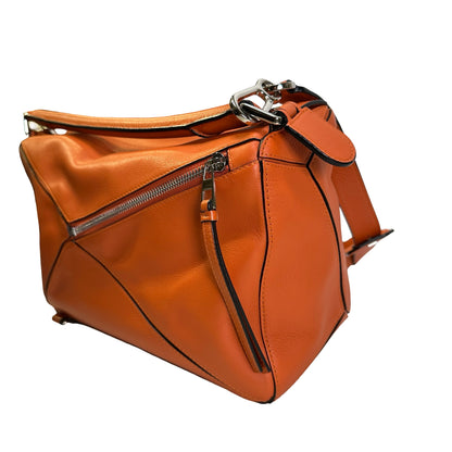 Used LOEWE Leather Puzzle Bag Handbag Orange