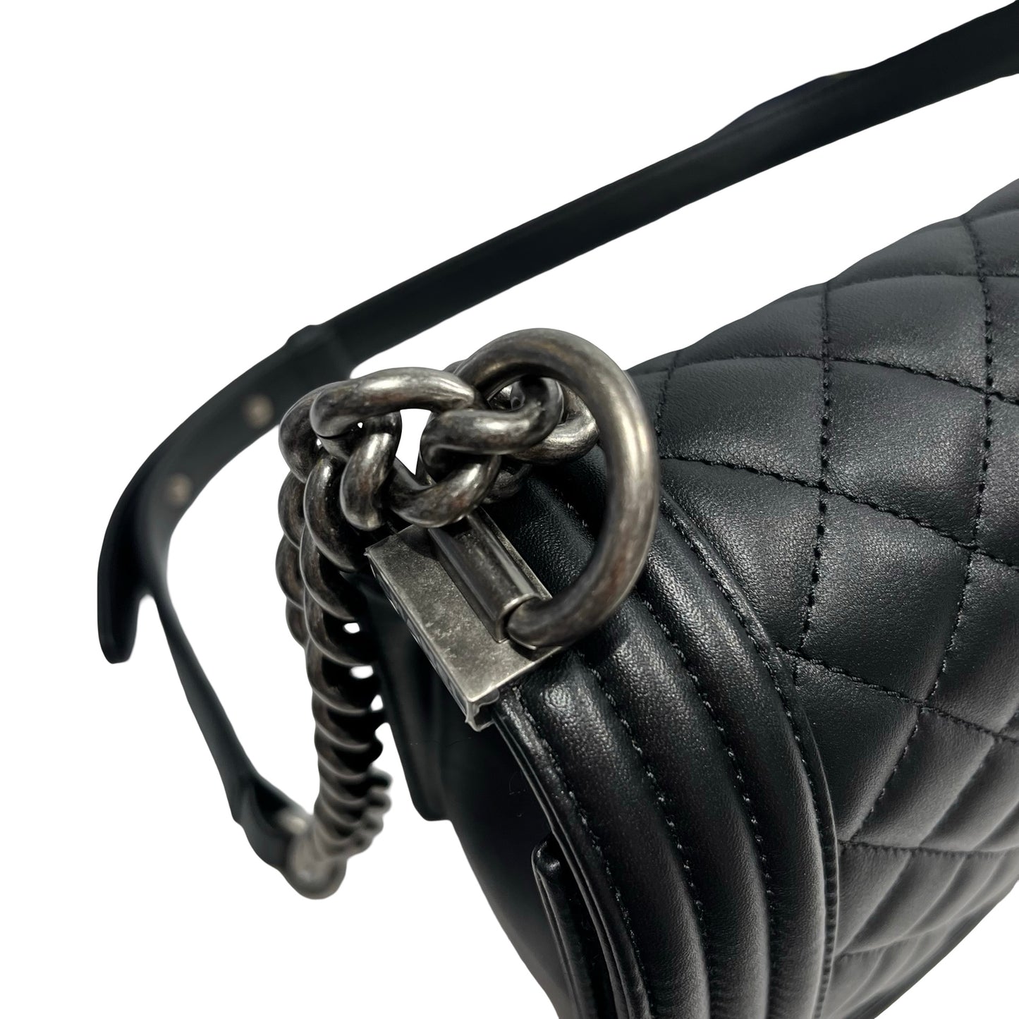 Brand New CHANEL Lambskin Boy Chain shoulder bag Black PHW