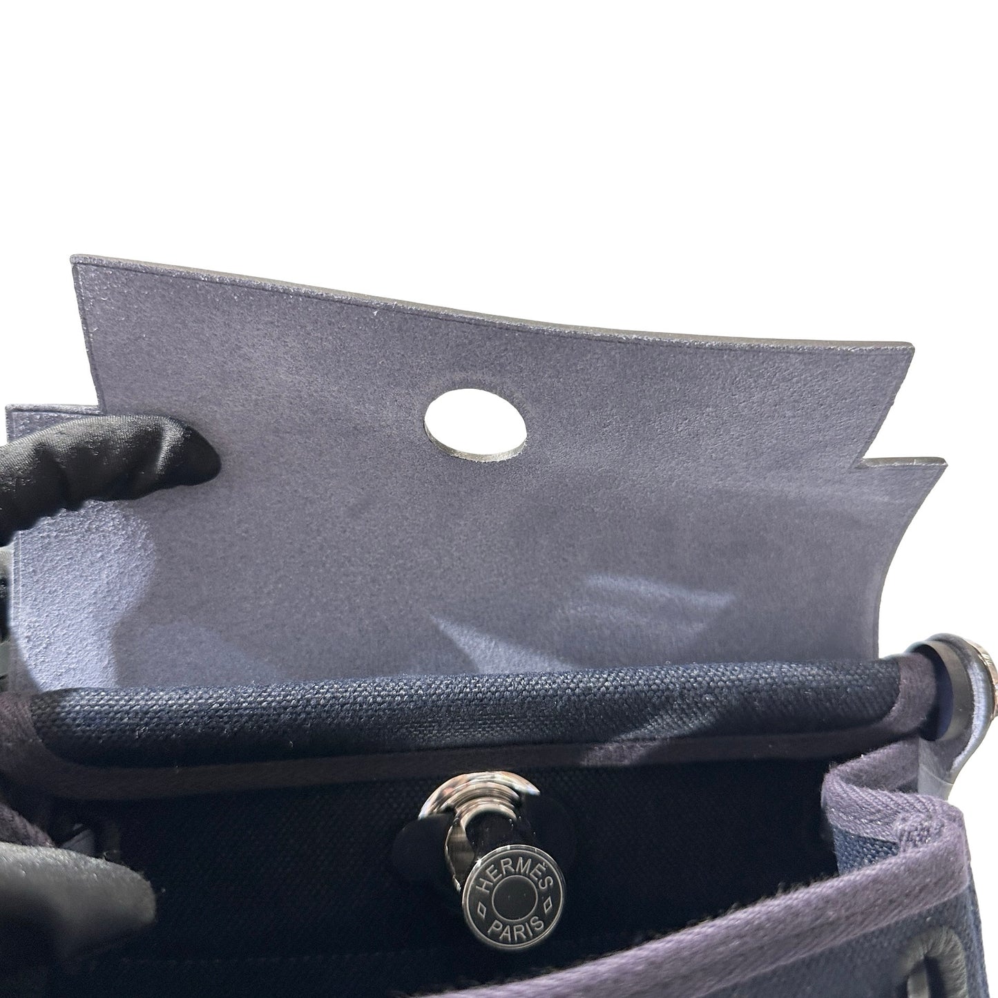Used HERMÈS Canvas Mini Herbag Cross Body Bag Black PHW