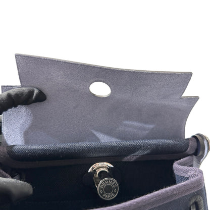 Used HERMÈS Canvas Mini Herbag Cross Body Bag Black PHW