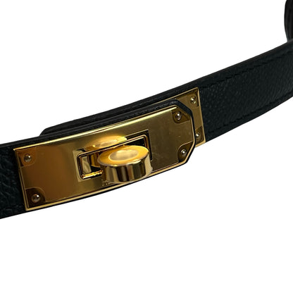 Brand New HERMES Leather Kelly Belt Black Gold