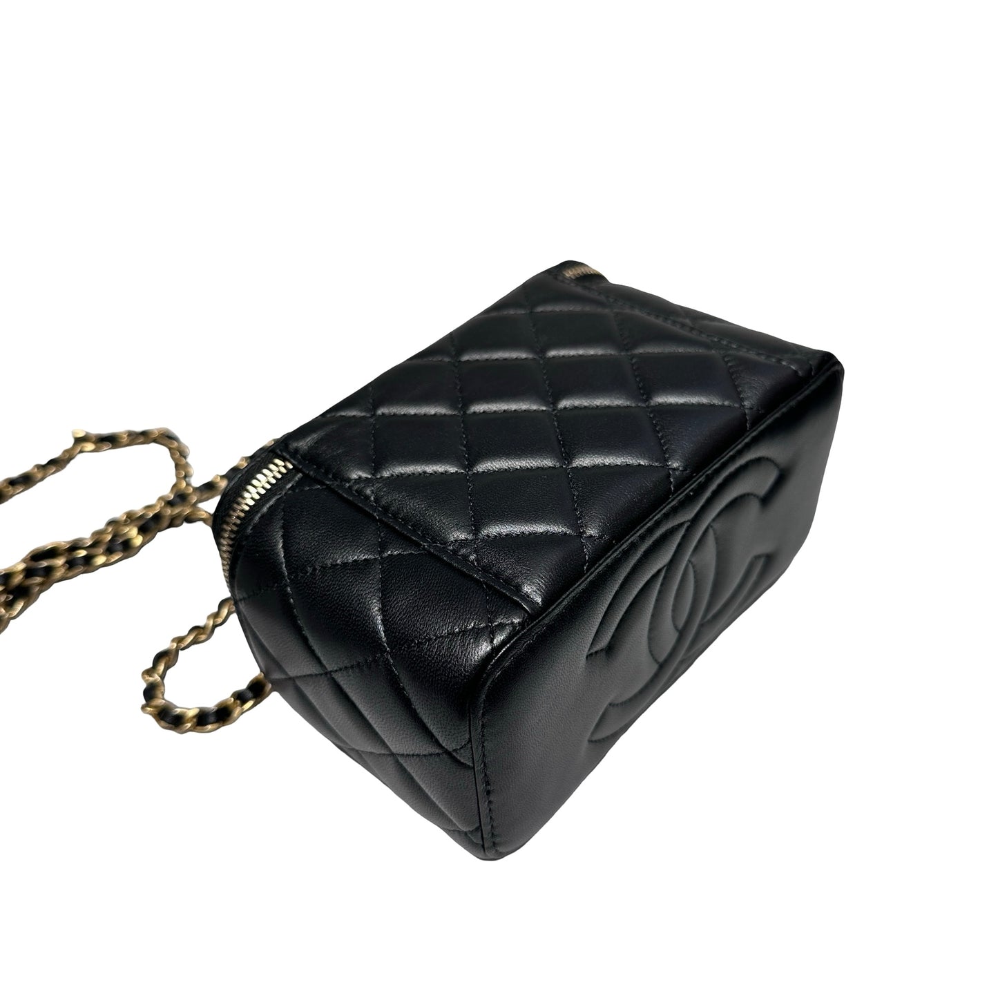 Unused CHANEL Chanel Vanity Case Chain Shoulder Bag Black GHW