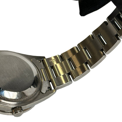 Used ROLEX Stainless Steel Diamond Bezel Oyster Perpetual Date Watch Silver Black