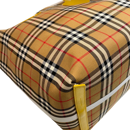 Used BURBERRY Canvas Large Tote Shopper Yellow White Shopper Bag