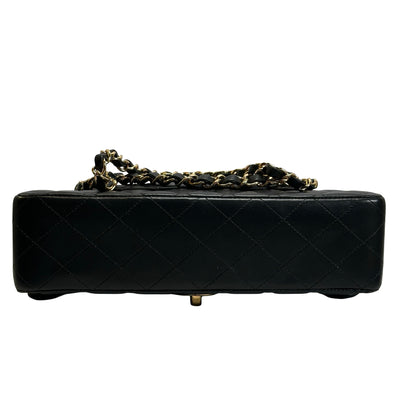Used CHANEL Quilted Lambskin Classic Flap 25 Chain Shoulder Bag Black Gold