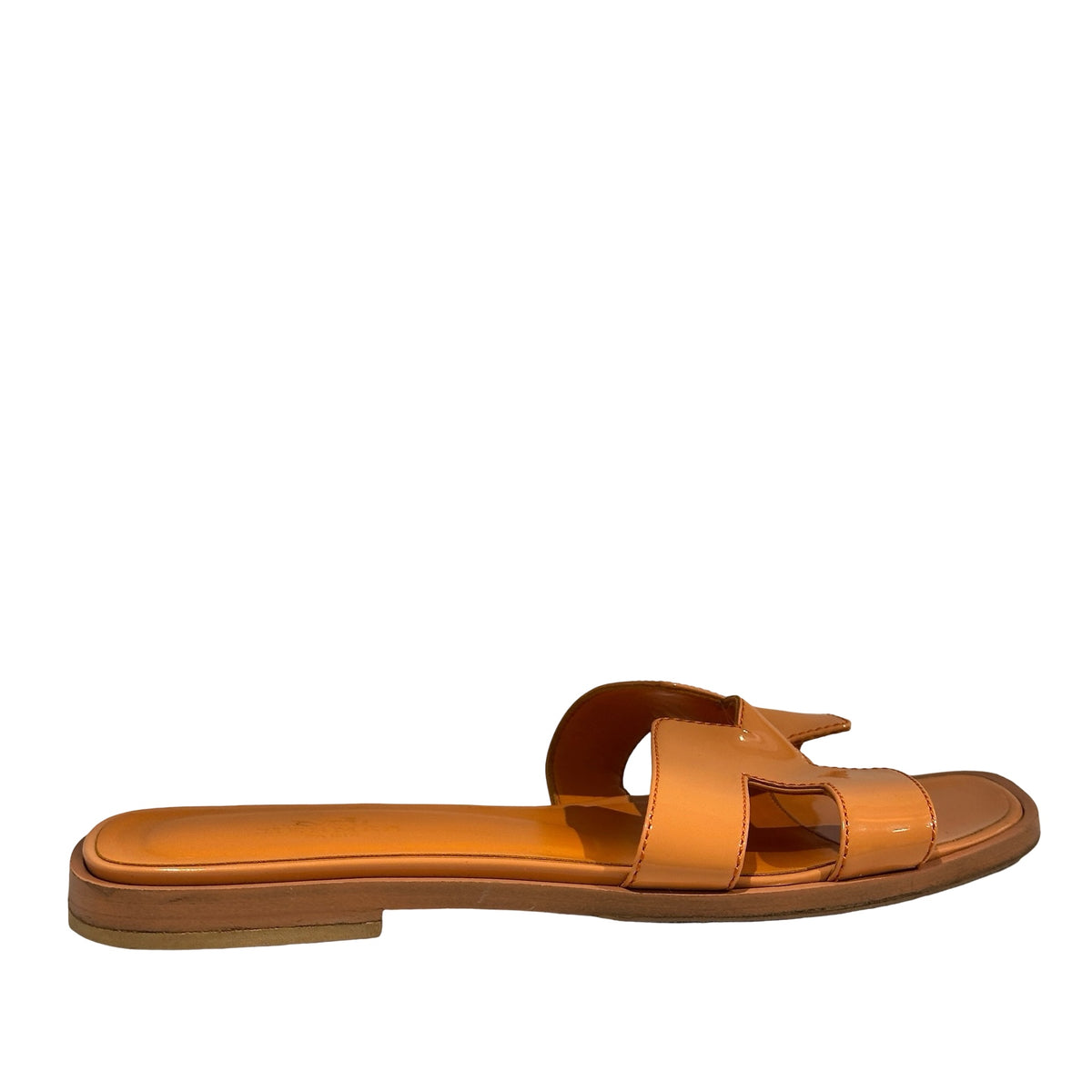HERMES Smooth Calfskin Leather Oran Heels Gold/Tan