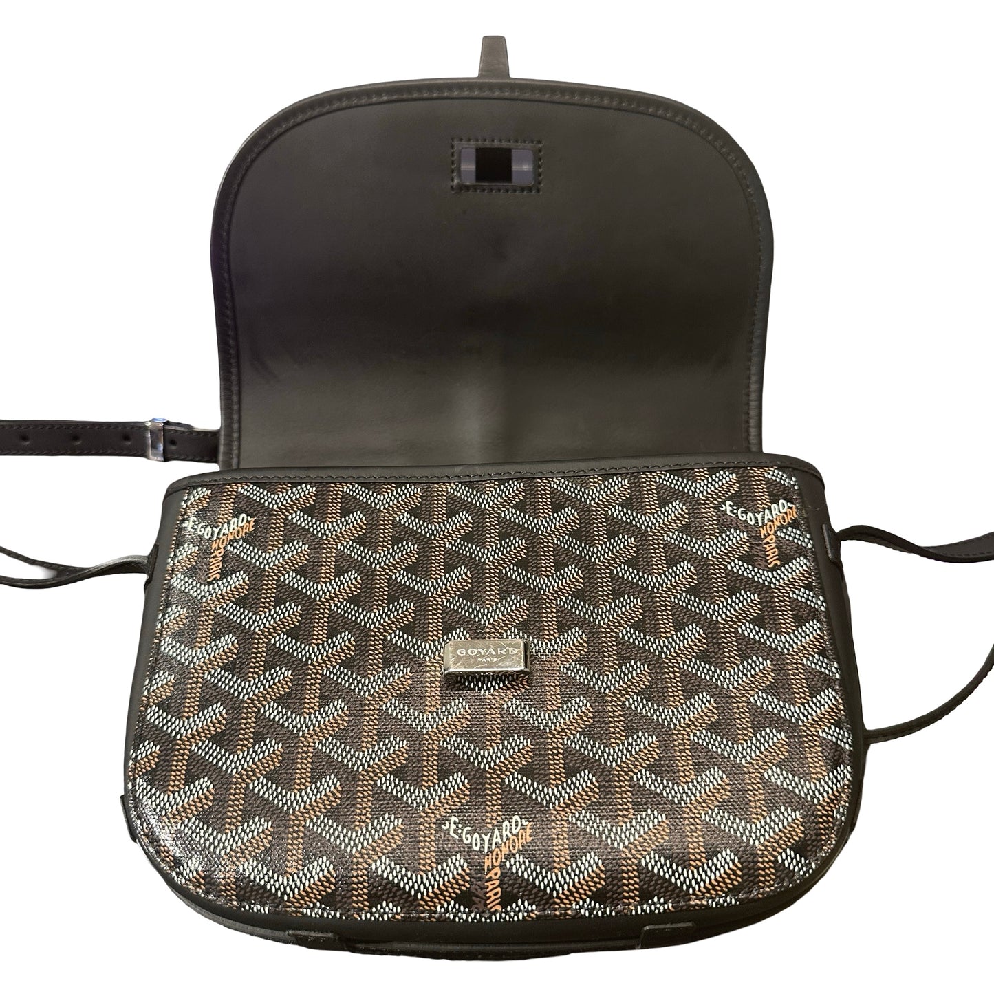 Used GOYARD Canvas SAC BELVEDERE Cross Body Bag Brown Black