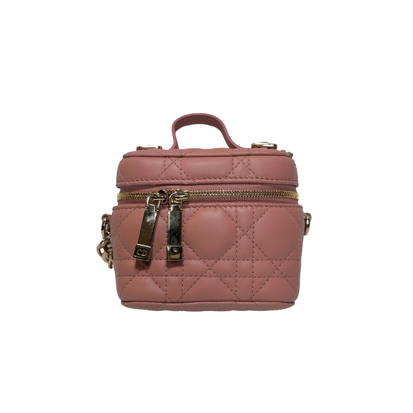 Used DIOR Lambskin Leather Vanity bag Vanity case Pink