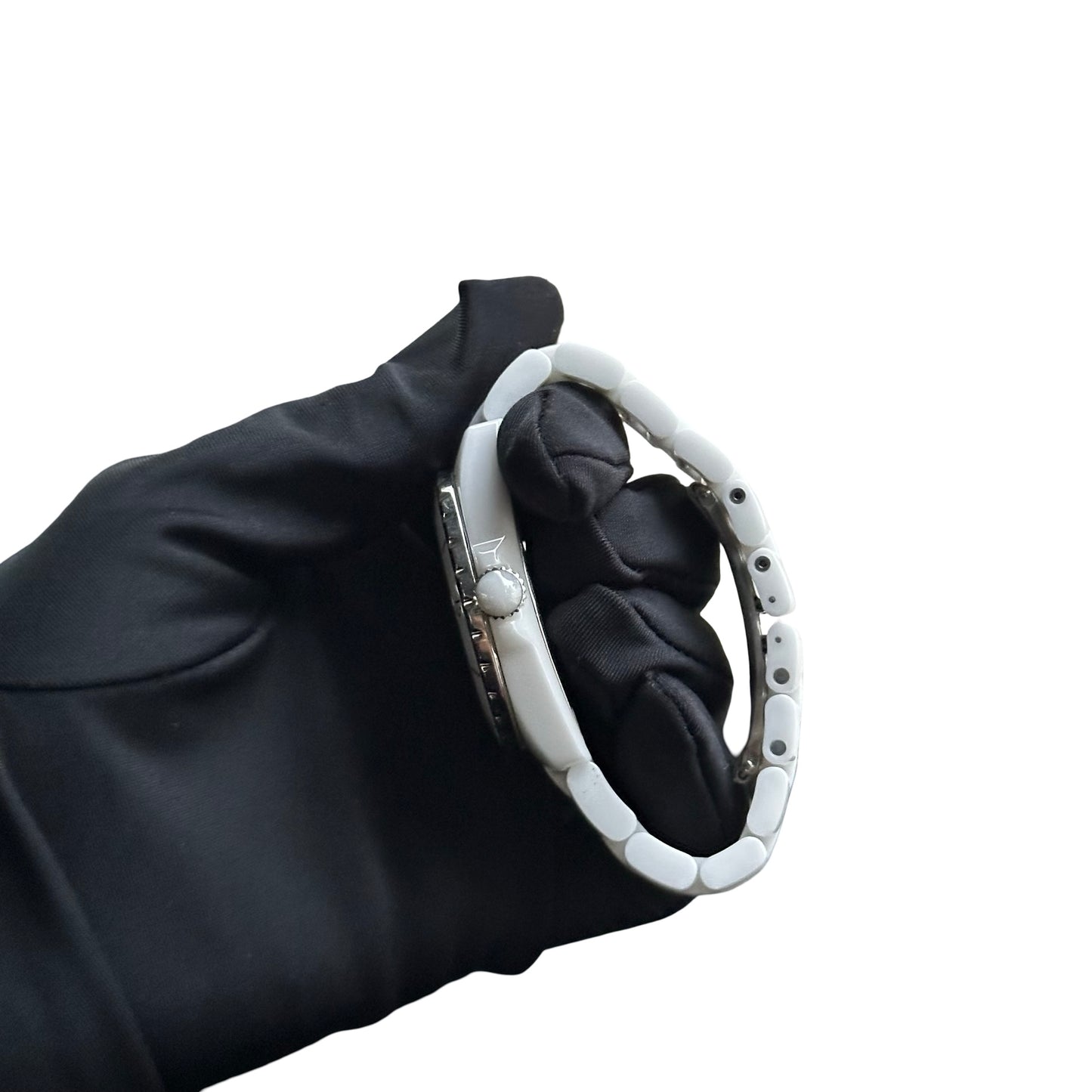 Used CHANEL White Ceramic Diamond J12 Watch White Silver