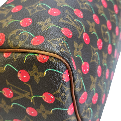 Used LOUIS VUITTON Monogram Cerises Speedy 25 Cerises Handbag Brown Red