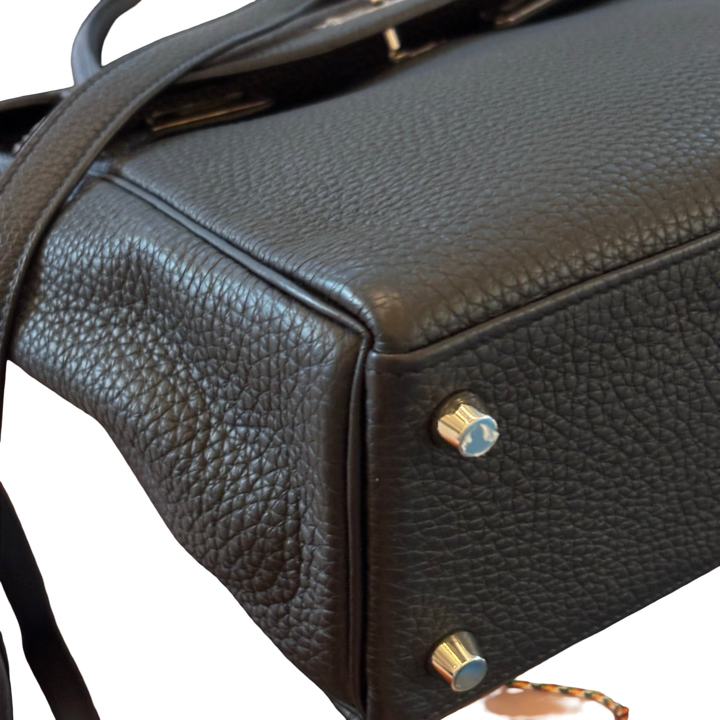 Used HERMES Togo Kelly 25 Handbag Black PHW