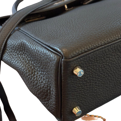 Used HERMES Togo Kelly 25 Handbag Black PHW