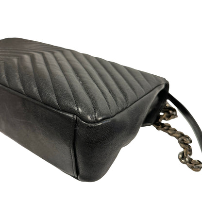 Used SAINT LAURENT Lambskin Leather College medium Shoulder Bag Black PHW