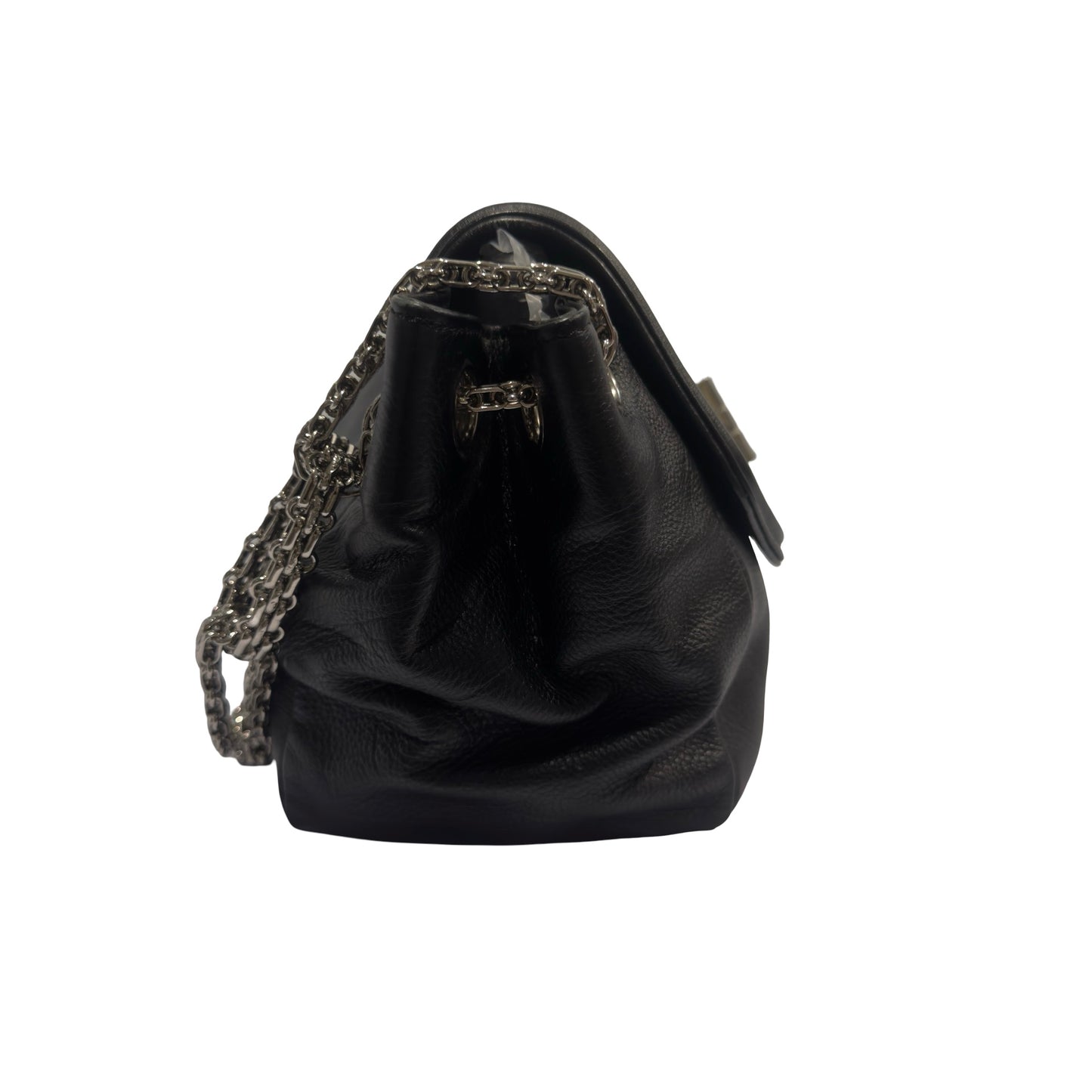 Used CHANEL Calfskin Reissue 2.55 Shoulder Bag Black Silver