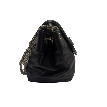 Used CHANEL Calfskin Reissue 2.55 Shoulder Bag Black Silver