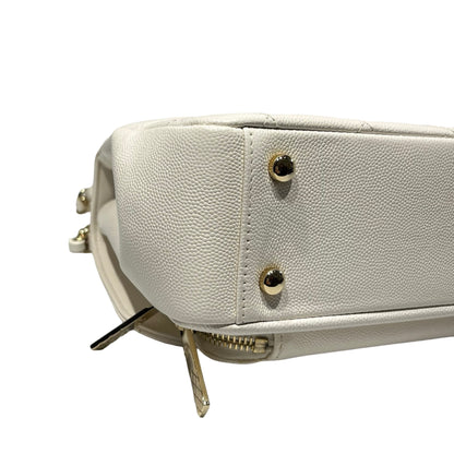 Used CHANEL Calfskin Leather Affinity medium Shoulder Bag White GHW