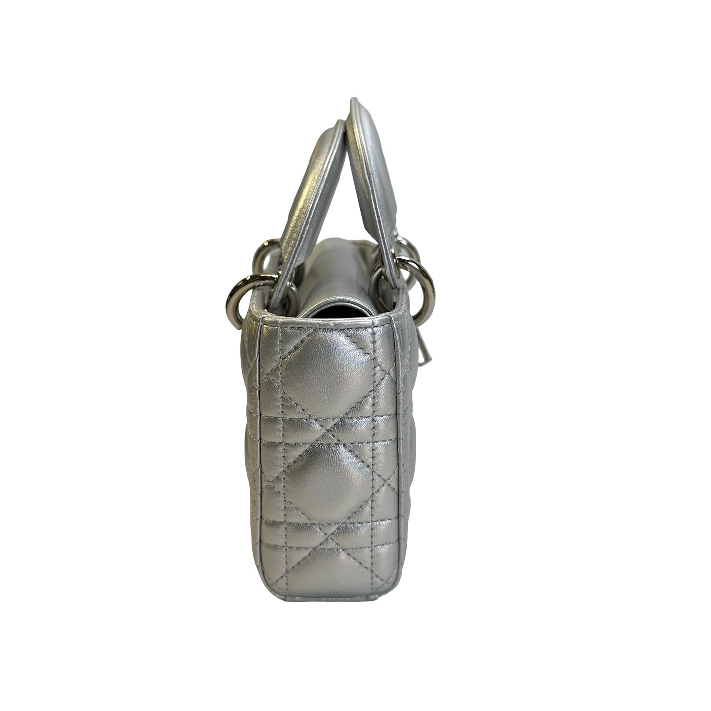 Used DIOR Cannage Lady D-Joy Handbag Silver