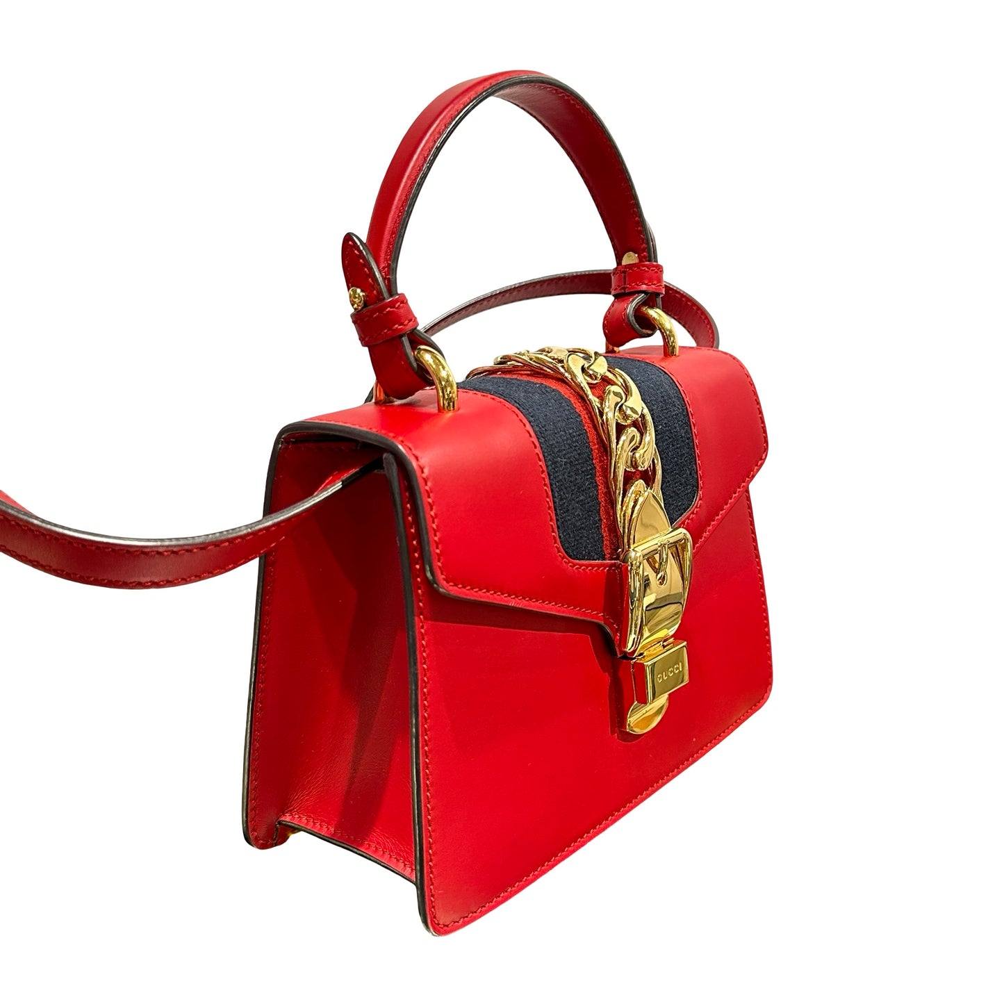 Used GUCCI SYLVIE Cross Body Bag Red GHW