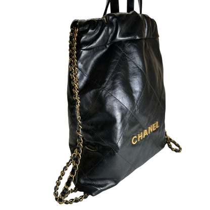 Used CHANEL Quilted Leather Chanel 22 Backpack Backpack Black